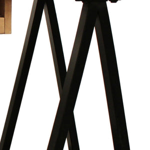 HomeRoots 60" Solid Wood and Black Metal Trestle Executive Desk - Stylish, Durable Design for Home & Office 608136