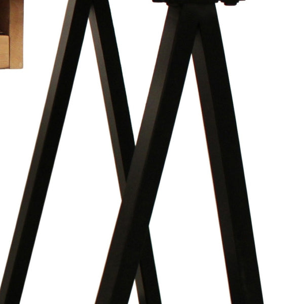 HomeRoots 60" Solid Wood and Black Metal Trestle Executive Desk - Stylish, Durable Design for Home & Office 608136