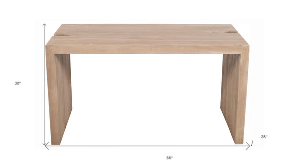 HomeRoots 56" Ivory Reclaimed Wood Sled Writing Desk - Mid-Century Modern Style for Versatile Workspaces 608137