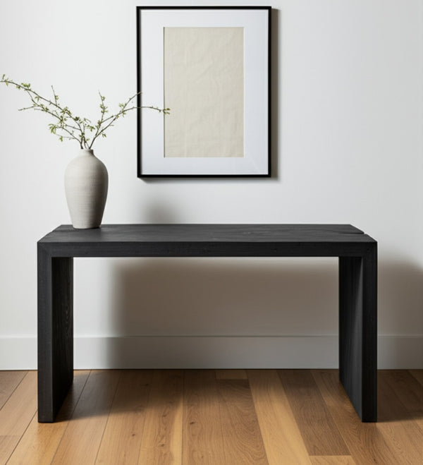 HomeRoots 56" Graphite Reclaimed Wood Sled Writing Desk - Timeless Mid-Century Design, No Assembly Required! 608138