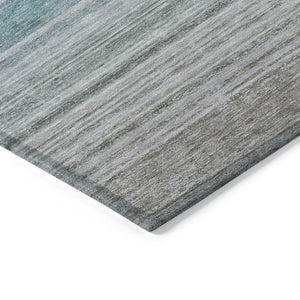 HomeRoots 5' Sky Blue Striped Indoor Outdoor Area Rug - Durable, Washable, and Stylish for Any Space! 5' X 8' 608140