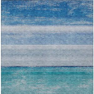 HomeRoots 5' Sky Blue Striped Indoor Outdoor Area Rug - Durable, Washable, and Stylish for Any Space! 10' X 14' 608144