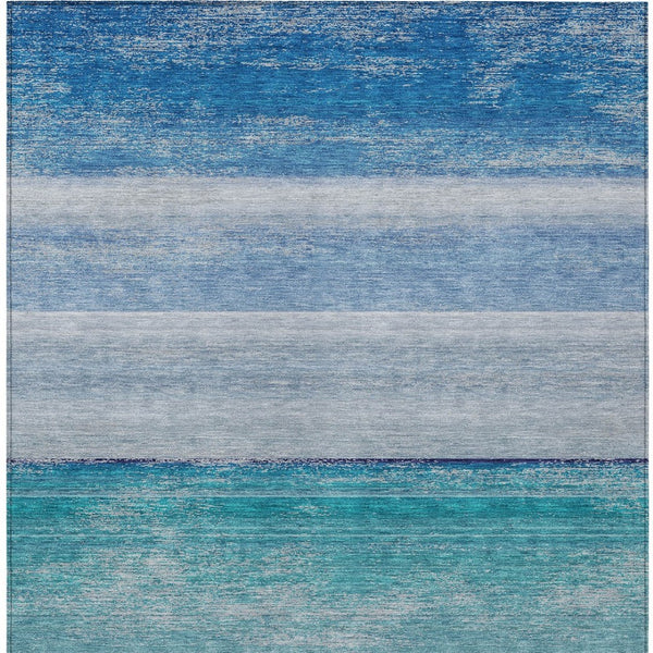 HomeRoots 5' Sky Blue Striped Indoor Outdoor Area Rug - Durable, Washable, and Stylish for Any Space! 10' X 14' 608144