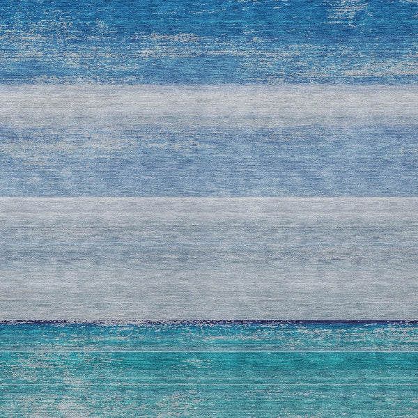 HomeRoots 5' Sky Blue Striped Indoor Outdoor Area Rug - Durable, Washable, and Stylish for Any Space! 10' X 14' 608144