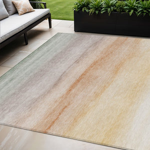 HomeRoots 5' Coral Striped Washable Area Rug – Stylish Indoor/Outdoor Accent for Living Spaces & Patios 5' X 8' 608146