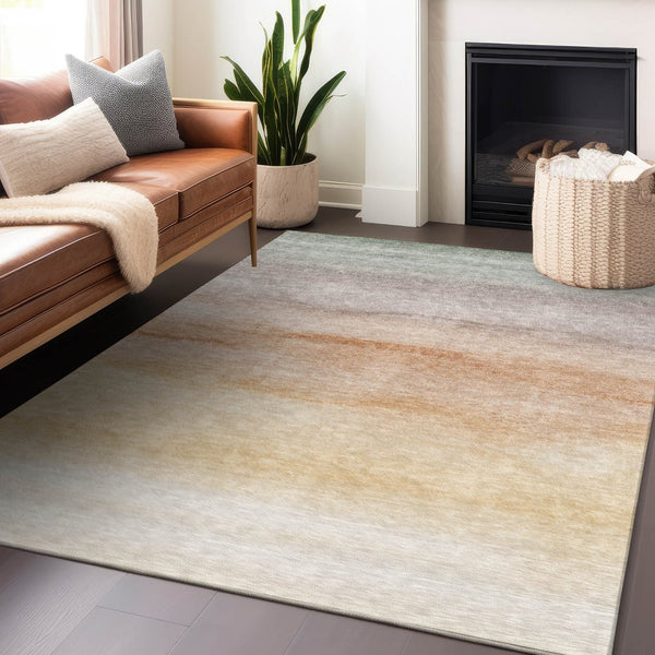 HomeRoots 5' Coral Striped Washable Area Rug – Stylish Indoor/Outdoor Accent for Living Spaces & Patios 5' X 8' 608146