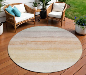 HomeRoots 5' Coral Striped Washable Area Rug – Stylish Indoor/Outdoor Accent for Living Spaces & Patios 8' Round 608147