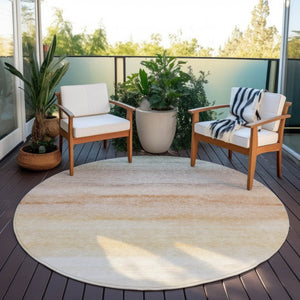 HomeRoots 5' Coral Striped Washable Area Rug – Stylish Indoor/Outdoor Accent for Living Spaces & Patios 8' Round 608147