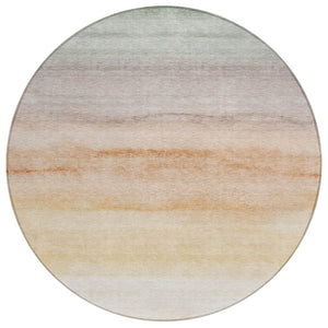 HomeRoots 5' Coral Striped Washable Area Rug – Stylish Indoor/Outdoor Accent for Living Spaces & Patios 8' Round 608147