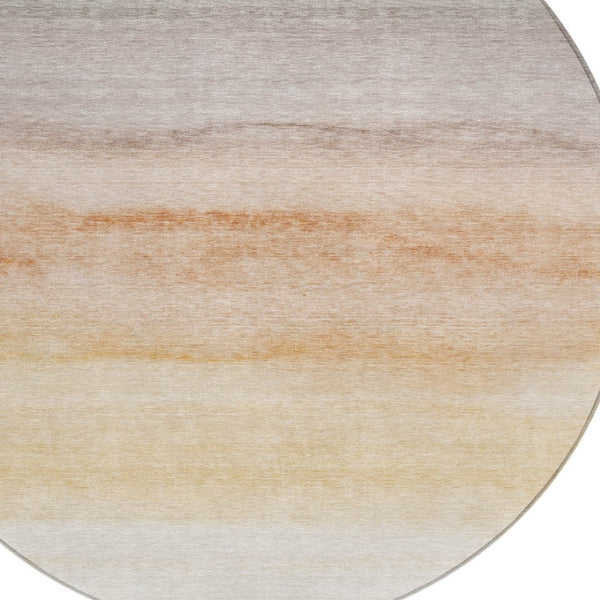 HomeRoots 5' Coral Striped Washable Area Rug – Stylish Indoor/Outdoor Accent for Living Spaces & Patios 8' Round 608147