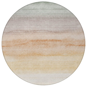 HomeRoots 5' Coral Striped Washable Area Rug – Stylish Indoor/Outdoor Accent for Living Spaces & Patios 8' Round 608147