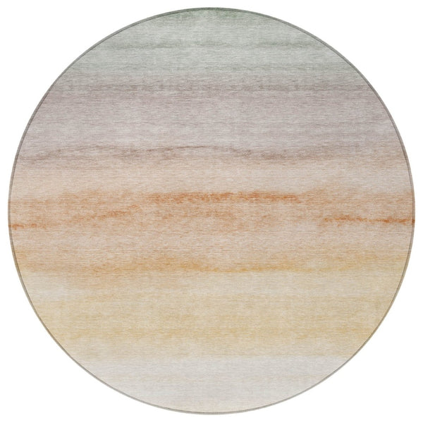 HomeRoots 5' Coral Striped Washable Area Rug – Stylish Indoor/Outdoor Accent for Living Spaces & Patios 8' Round 608147