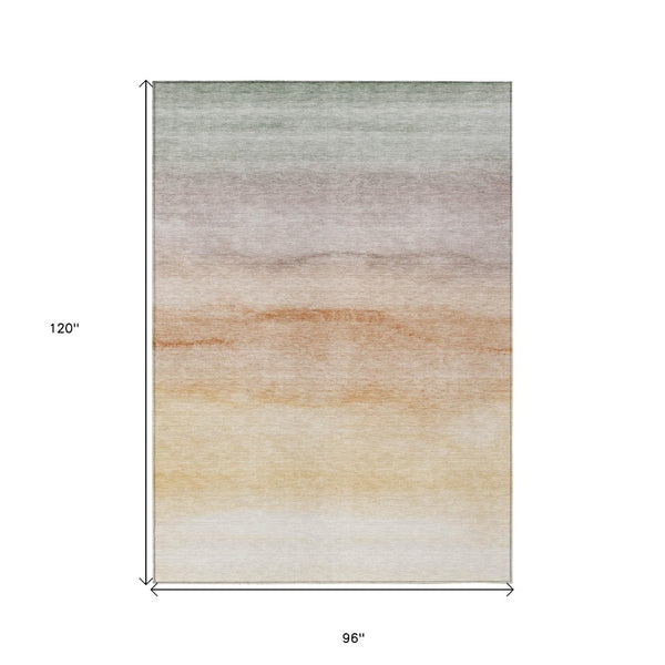HomeRoots 5' Coral Striped Washable Area Rug – Stylish Indoor/Outdoor Accent for Living Spaces & Patios 8' X 10' 608148