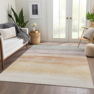 HomeRoots 5' Coral Striped Washable Area Rug – Stylish Indoor/Outdoor Accent for Living Spaces & Patios 8' X 10' 608148