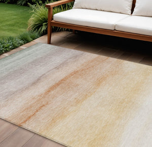 HomeRoots 9' X 12' Coral Striped Indoor Outdoor Area Rug - Durable, Washable, Stylish for High-Traffic Spaces 608149