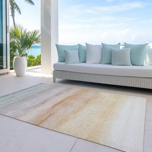 HomeRoots 9' X 12' Coral Striped Indoor Outdoor Area Rug - Durable, Washable, Stylish for High-Traffic Spaces 608149