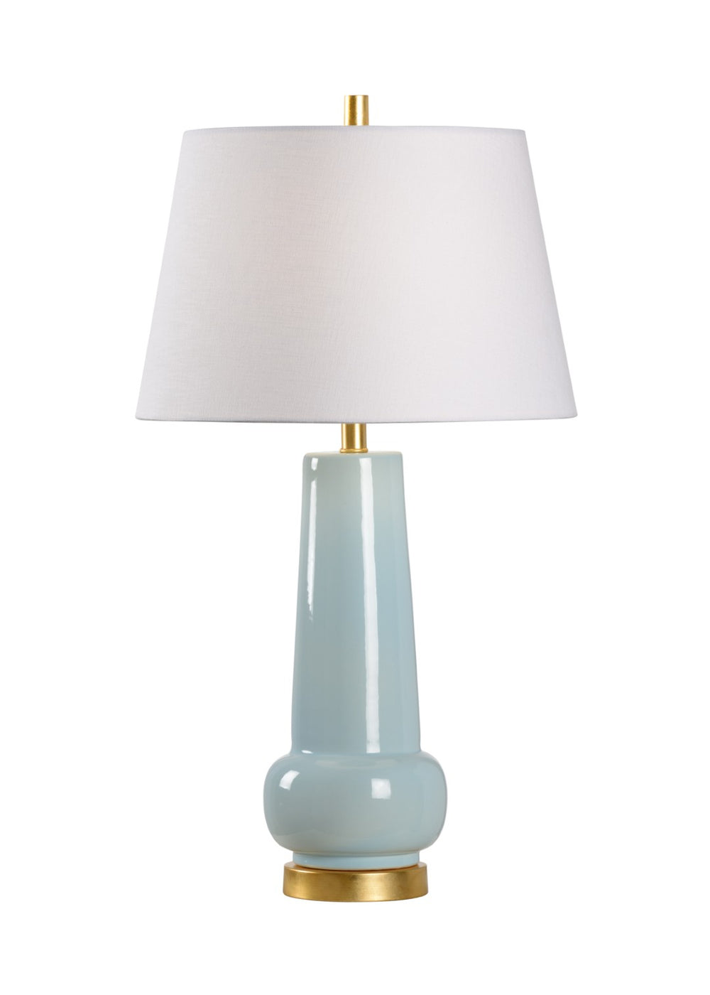 Wildwood Sigrid Robin's Egg Lamp With Gourd Ceramic Base, Gold Leaf Stand & Linen Shade For Layered Glow 60815