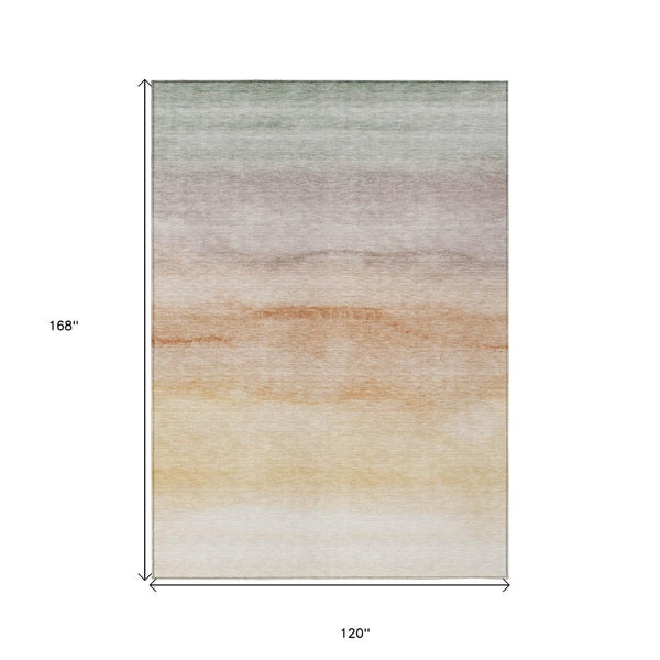 HomeRoots 5' Coral Striped Washable Area Rug – Stylish Indoor/Outdoor Accent for Living Spaces & Patios 10' X 14' 608150
