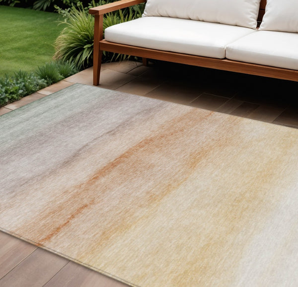 HomeRoots 5' Coral Striped Washable Area Rug – Stylish Indoor/Outdoor Accent for Living Spaces & Patios 10' X 14' 608150