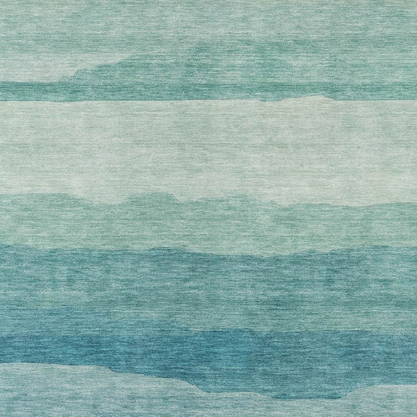 HomeRoots 5' Turquoise Striped Area Rug – Durable, Washable, Stylish for Indoor & Outdoor Spaces, Easy Care 5' X 8' 608152