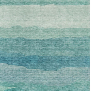 HomeRoots 5' Turquoise Striped Area Rug – Durable, Washable, Stylish for Indoor & Outdoor Spaces, Easy Care 8' X 10' 608154