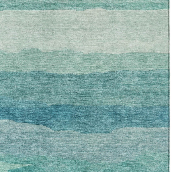 HomeRoots 5' Turquoise Striped Area Rug – Durable, Washable, Stylish for Indoor & Outdoor Spaces, Easy Care 8' X 10' 608154