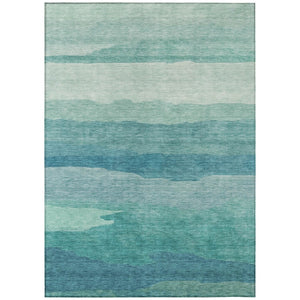 HomeRoots 9' Turquoise Striped Area Rug - Durable, Washable, Indoor/Outdoor Design for Coastal Style Spaces 608155