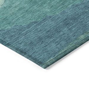 HomeRoots 9' Turquoise Striped Area Rug - Durable, Washable, Indoor/Outdoor Design for Coastal Style Spaces 608155