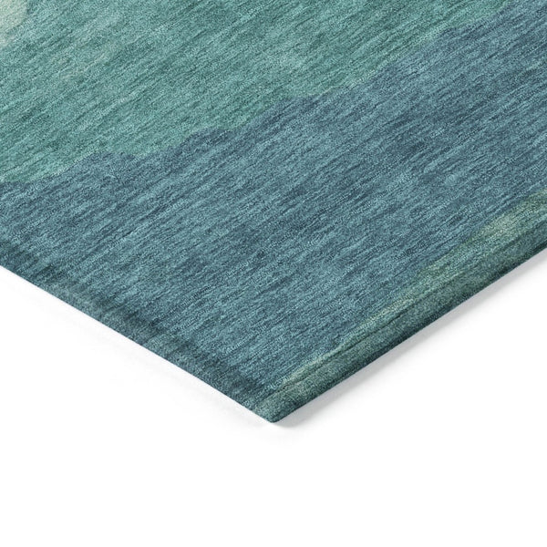 HomeRoots 9' Turquoise Striped Area Rug - Durable, Washable, Indoor/Outdoor Design for Coastal Style Spaces 608155