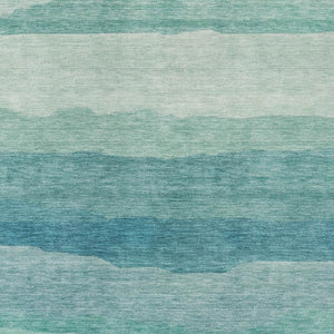HomeRoots 5' Turquoise Striped Area Rug – Durable, Washable, Stylish for Indoor & Outdoor Spaces, Easy Care 10' X 14' 608156