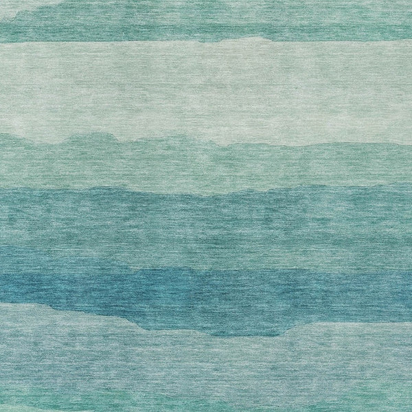 HomeRoots 5' Turquoise Striped Area Rug – Durable, Washable, Stylish for Indoor & Outdoor Spaces, Easy Care 10' X 14' 608156
