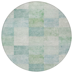 HomeRoots 5' Blue Geometric Indoor Outdoor Area Rug - Stylish, Durable, and Machine Washable for Any Space 8' Round 608165