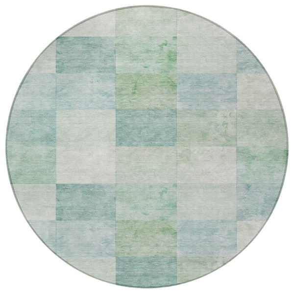 HomeRoots 5' Blue Geometric Indoor Outdoor Area Rug - Stylish, Durable, and Machine Washable for Any Space 8' Round 608165