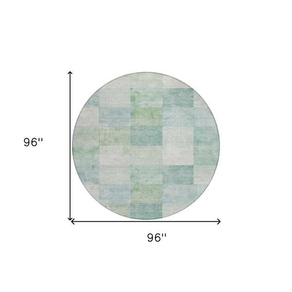 HomeRoots 5' Blue Geometric Indoor Outdoor Area Rug - Stylish, Durable, and Machine Washable for Any Space 8' Round 608165