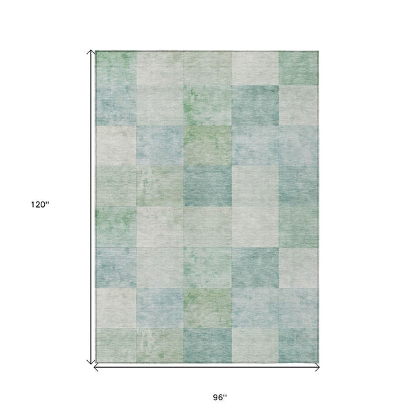 HomeRoots 5' Blue Geometric Indoor Outdoor Area Rug - Stylish, Durable, and Machine Washable for Any Space 8' X 10' 608166