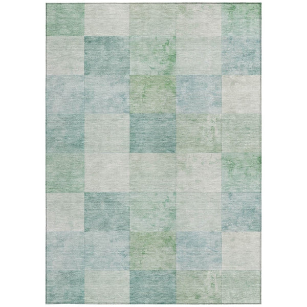 HomeRoots 5' Blue Geometric Indoor Outdoor Area Rug - Stylish, Durable, and Machine Washable for Any Space 8' X 10' 608166
