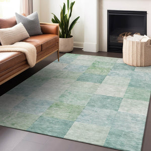 HomeRoots 5' Blue Geometric Indoor Outdoor Area Rug - Stylish, Durable, and Machine Washable for Any Space 8' X 10' 608166