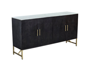 Basset Mirror Dupont Server - Modern Mango Wood & White Marble Beauty With Gold Accents And Adjustable Shelves Brown Wood,Stone,Metal 6082-dr-576