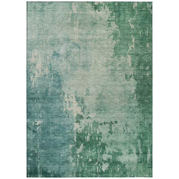 HomeRoots 5' Emerald Abstract Area Rug - Durable, Washable Design Perfect for Indoor and Outdoor Spaces 5' X 8' 608233