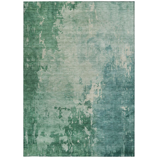 HomeRoots 5' Emerald Abstract Area Rug - Durable, Washable Design Perfect for Indoor and Outdoor Spaces 5' X 8' 608233