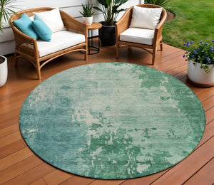 HomeRoots 5' Emerald Abstract Area Rug - Durable, Washable Design Perfect for Indoor and Outdoor Spaces 8' Round 608234