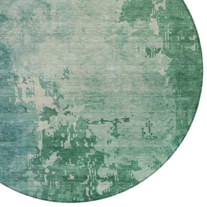 HomeRoots 5' Emerald Abstract Area Rug - Durable, Washable Design Perfect for Indoor and Outdoor Spaces 8' Round 608234
