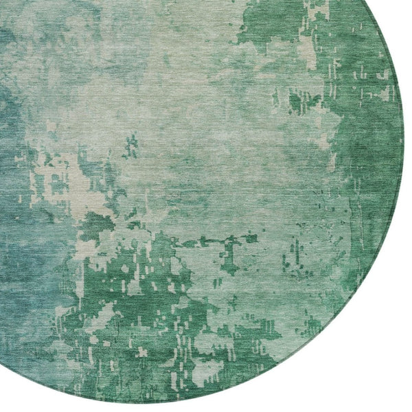 HomeRoots 5' Emerald Abstract Area Rug - Durable, Washable Design Perfect for Indoor and Outdoor Spaces 8' Round 608234