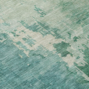 HomeRoots 5' Emerald Abstract Area Rug - Durable, Washable Design Perfect for Indoor and Outdoor Spaces 8' Round 608234