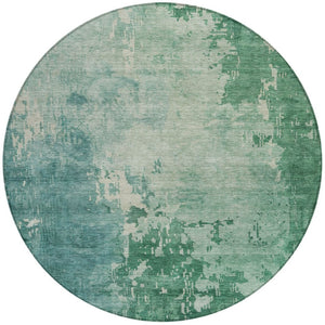HomeRoots 5' Emerald Abstract Area Rug - Durable, Washable Design Perfect for Indoor and Outdoor Spaces 8' Round 608234