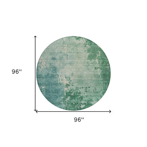 HomeRoots 5' Emerald Abstract Area Rug - Durable, Washable Design Perfect for Indoor and Outdoor Spaces 8' Round 608234