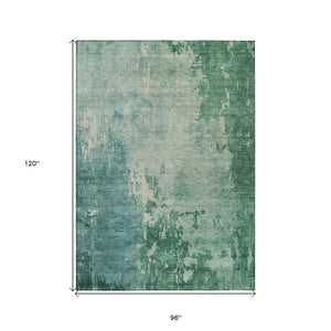 HomeRoots 5' Emerald Abstract Area Rug - Durable, Washable Design Perfect for Indoor and Outdoor Spaces 8' X 10' 608235
