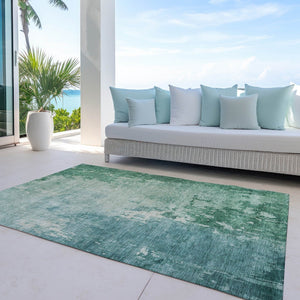 HomeRoots 5' Emerald Abstract Area Rug - Durable, Washable Design Perfect for Indoor and Outdoor Spaces 8' X 10' 608235