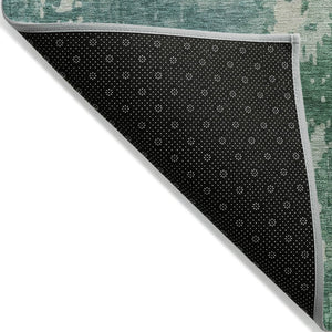 HomeRoots 5' Emerald Abstract Area Rug - Durable, Washable Design Perfect for Indoor and Outdoor Spaces 10' X 14' 608237