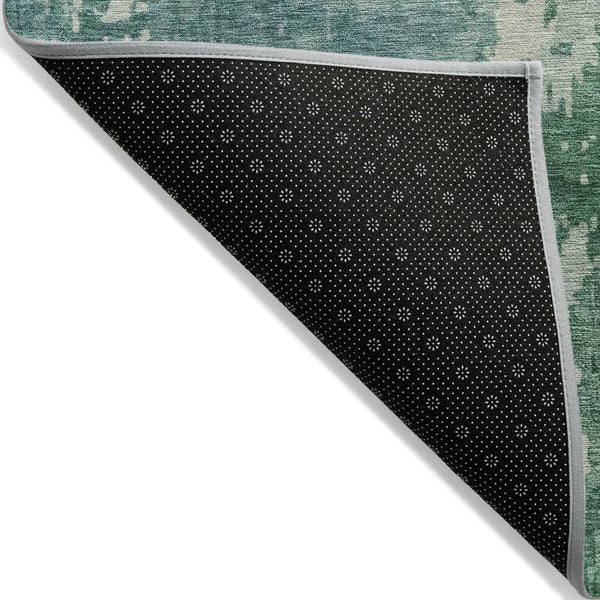 HomeRoots 5' Emerald Abstract Area Rug - Durable, Washable Design Perfect for Indoor and Outdoor Spaces 10' X 14' 608237